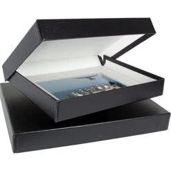 Archival Methods Onyx Portfolio Box (8.5 X 11 X 1.4", Black Buckram With White Interior)(Archival Methods Onyx Portfolio Box 8 5 X 11 X 1 4 Black Buckram With White Interior)