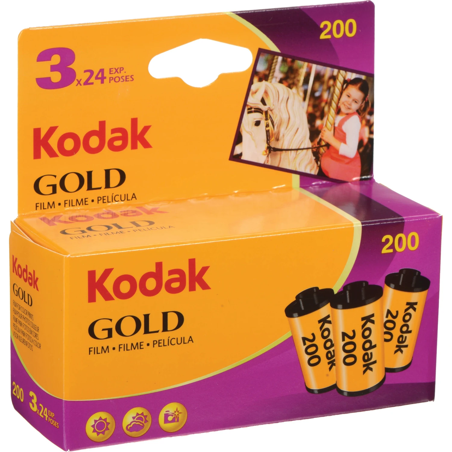 Kodak GOLD 200 Color Negative Film (35mm Roll Film, 24 Exposures, 3-Pack)(Kodak Gold 200 Color Negative Film 35mm Roll Film 24 Exposures 3 Pack) 1 Kodak GOLD 200 Color Negative Film (35mm Roll Film, 24 Exposures, 3-Pack)(Kodak Gold 200 Color Negative Film 35mm Roll Film 24 Exposures 3 Pack)