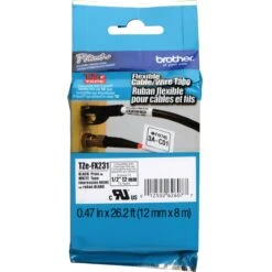 Brother TZeFX231 Flexible ID Tape (Black On White, 1/2" X 26.2')(Brother Tzefx231 Flexible Id Tape Black On White 1 2 X 26 3)