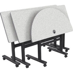 Balt Height Adjustable Sit And Stand Flipper Table (Half Round, Gray Nebula Laminate, Platinum Edge)(Balt Height Adjustable Sit And Stand Flipper Table Half Round Gray Nebula Laminate Platinum Edge) -Celestron Shop 1493153138000 IMG 787805