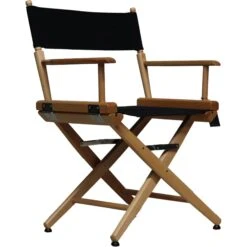 Filmcraft Pro Series Short Director's Chair (18", Natural Frame, Black Canvas)(Filmcraft Pro Series Short Directors Chair 18 Natural Frame Black Canvas)