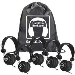 HamiltonBuhl Sack-O-Phones Favoritz Student Headphones With In-Line Microphones (Set Of 5, Black)(Hamiltonbuhl Sack O Phones Favoritz Student Headphones With In Line Microphones Set Of 5 Black)