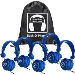 HamiltonBuhl Sack-O-Phones Favoritz Student Headphones With In-Line Microphones (Set Of 5, Blue)(Hamiltonbuhl Sack O Phones Favoritz Student Headphones With In Line Microphones Set Of 5 Blue)