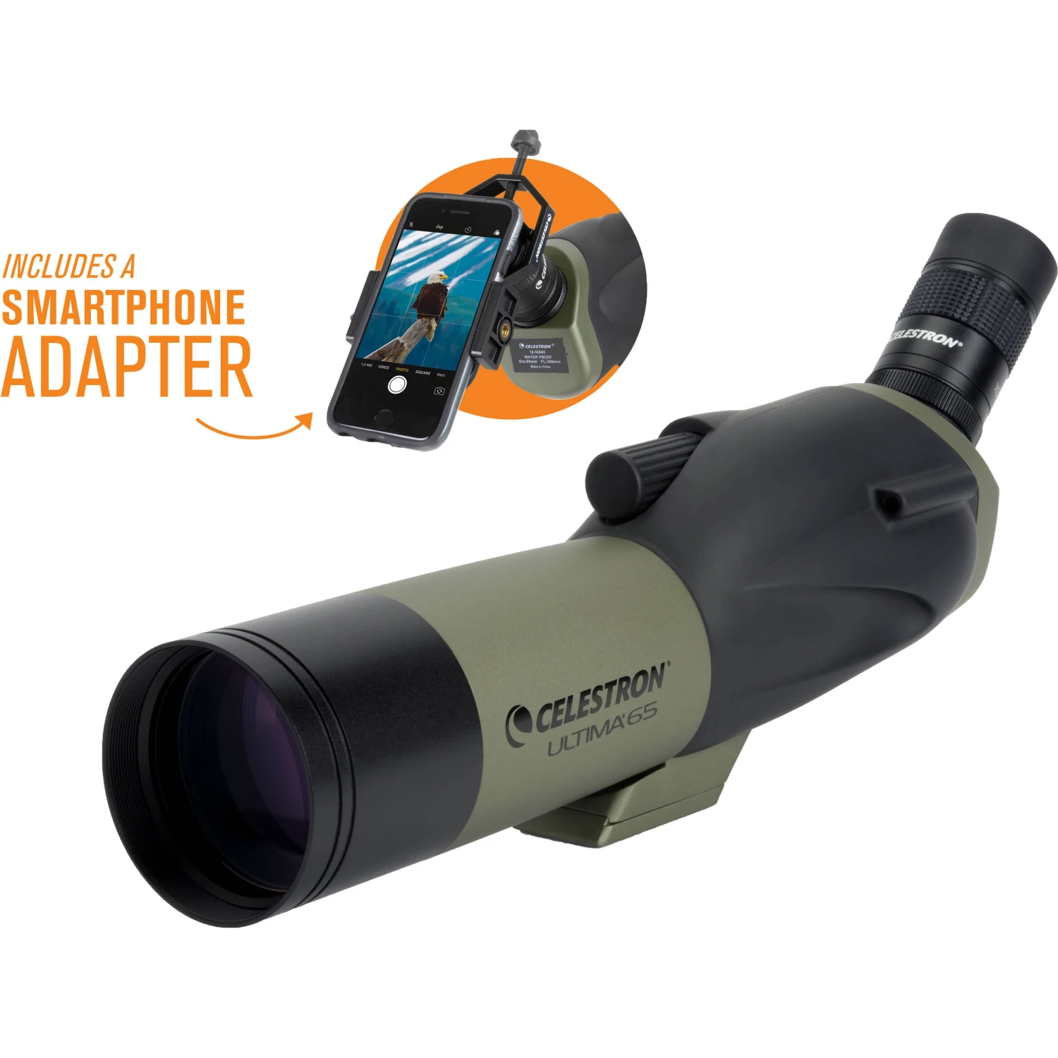 Celestron Ultima 65 18-55x65mm Spotting Scope And Smartphone Adapter Kit (Angled Viewing)(Celestron Ultima 65 18 55x65mm Spotting Scope And Smartphone Adapter Kit Angled Viewing 1) 3 Celestron Ultima 65 18-55x65mm Spotting Scope And Smartphone Adapter Kit (Angled Viewing)(Celestron Ultima 65 18 55x65mm Spotting Scope And Smartphone Adapter Kit Angled Viewing 1) - Image 3