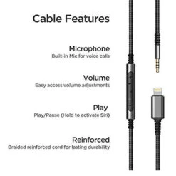 Thore 2.5mm To Lightning Cable For Bose QC25, QC35, And Headphones 700 (Black, 4')(Thore 2 5mm To Lightning Cable For Bose Qc25 Qc35 And Headphones 700 Black 4) -Celestron Shop 1577366130 IMG 1295344