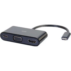 C2G USB-C To HDMI And VGA Adapter Converter With Power Delivery (Black)(C2g Usb C To Hdmi And Vga Adapter Converter With Power Delivery Black)