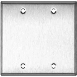 TecNec 2-Gang Blank Wall Plate (Clear Anodized Aluminum)(Tecnec 2 Gang Blank Wall Plate Clear Anodized Aluminum)