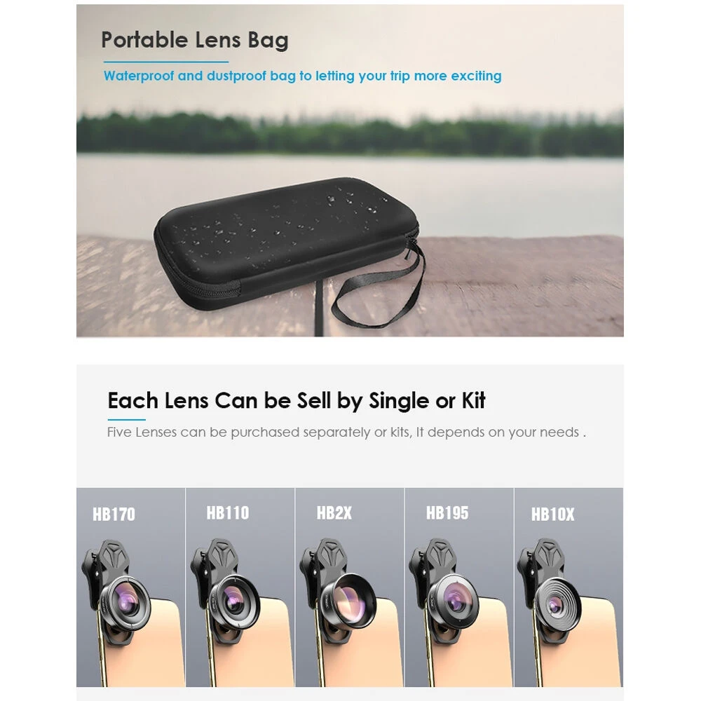 Apexel 4K HD Mobile Phone 5-in-1 Camera Lens Kit(Apexel 4k Hd Mobile Phone 5 In 1 Camera Lens Kit 1) 6 Apexel 4K HD Mobile Phone 5-in-1 Camera Lens Kit(Apexel 4k Hd Mobile Phone 5 In 1 Camera Lens Kit 1) - Image 6