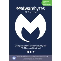 Malwarebytes Premium Cybersecurity Software (Download, 3-Device License, 1-Year)(Malwarebytes Premium Cybersecurity Software Download 3 Device License 1 Year)