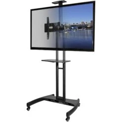 Kanto Living Mobile TV Cart With Adjustable Shelf For 37 To 65" Displays (Black)(Kanto Living Mobile Tv Cart With Adjustable Shelf For 37 To 65 Displays Black)
