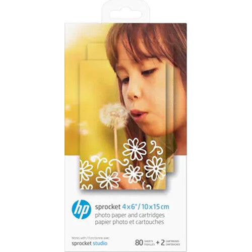 HP Sprocket Studio 4 X 6" Photo Paper & Cartridges (80 Total Sheets, 2 Cartridges)(Hp Sprocket Studio 4 X 6 Photo Paper Cartridges 80 Total Sheets 2 Cartridges) 1 HP Sprocket Studio 4 X 6" Photo Paper & Cartridges (80 Total Sheets, 2 Cartridges)(Hp Sprocket Studio 4 X 6 Photo Paper Cartridges 80 Total Sheets 2 Cartridges)
