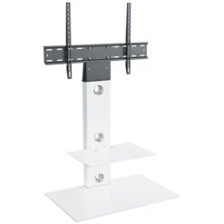 AVF Group Lesina Flat Pedestal TV Stand (Satin White With White Glass)(Avf Group Lesina Flat Pedestal Tv Stand Satin White With White Glass)