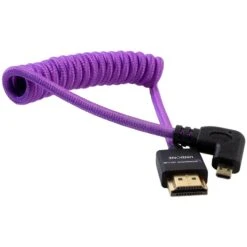 Kondor Blue Gerald Undone Braided Coiled High-Speed Right-Angle Micro-HDMI To HDMI Cable For Canon R5 & R6 Cameras (Limited Purple Edition, 12 To 24")(Kondor Blue Gerald Undone Braided Coiled High Speed Right Angle Micro Hdmi To Hdmi Cable For Canon R5 R6 Cameras Limited Purple Edition 12 To 24)