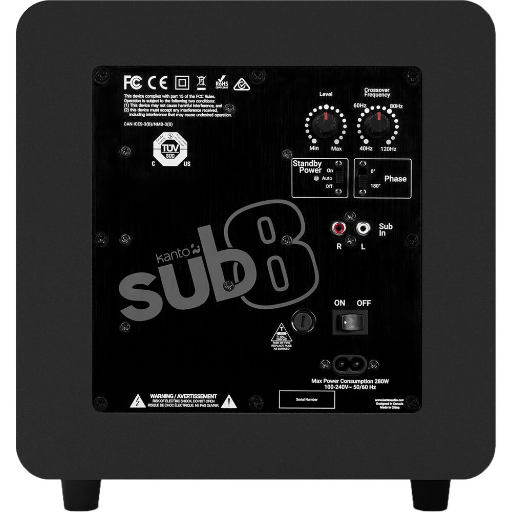 Kanto Living Sub8 8" 300W Subwoofer (Matte Black)(Kanto Living Sub8 8 300w Subwoofer Matte Black) 4 Kanto Living Sub8 8" 300W Subwoofer (Matte Black)(Kanto Living Sub8 8 300w Subwoofer Matte Black) - Image 4