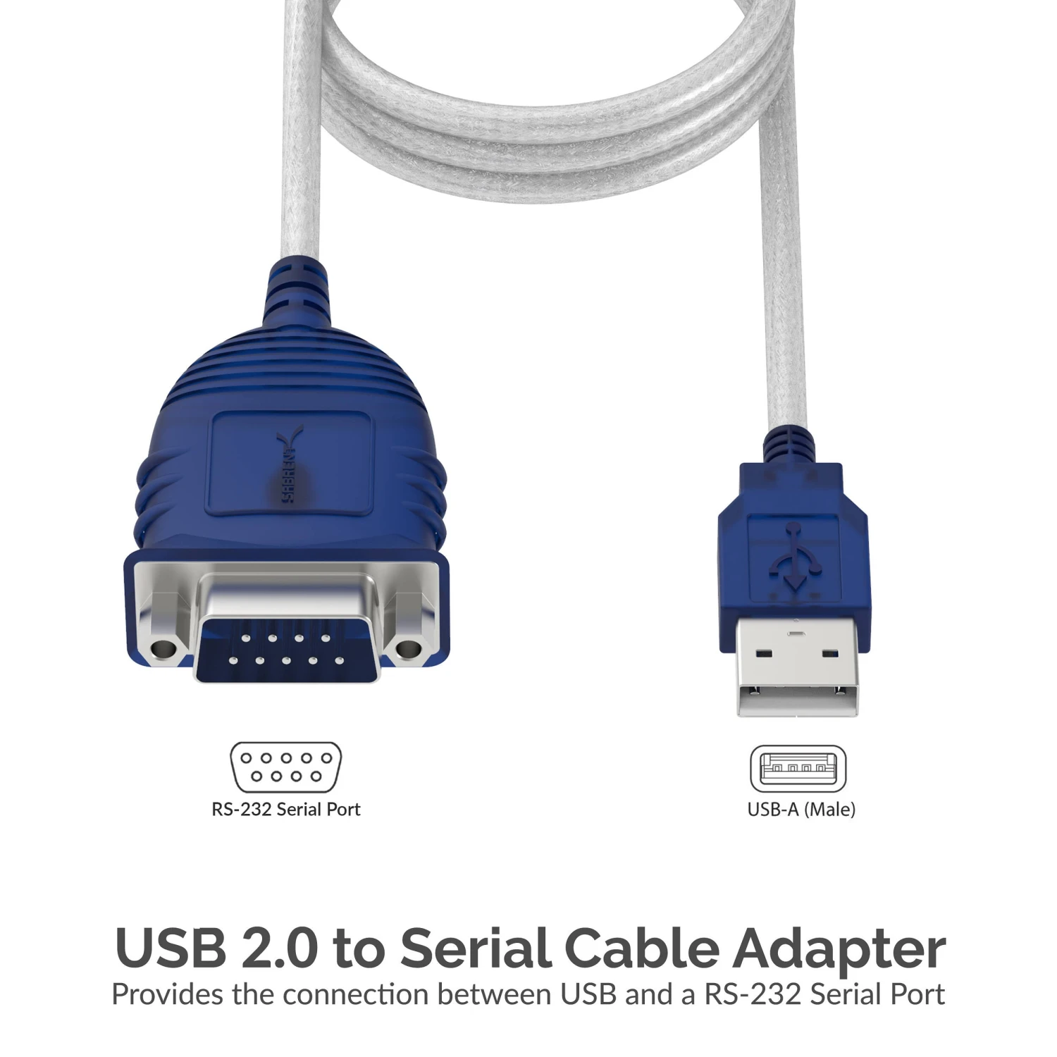 Sabrent USB-A 2.0 Male To Serial DB-9 9-Pin Male RS232 Cable Adapter (6')(Sabrent Usb A 2 0 Male To Serial Db 9 9 Pin Male Rs232 Cable Adapter 6) 2 Sabrent USB-A 2.0 Male To Serial DB-9 9-Pin Male RS232 Cable Adapter (6')(Sabrent Usb A 2 0 Male To Serial Db 9 9 Pin Male Rs232 Cable Adapter 6) - Image 2