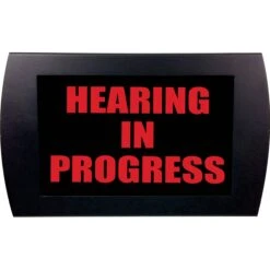 American Recorder "HEARING IN PROGRESS" LED Lighted Sign (Red)(American Recorder Hearing In Progress Led Lighted Sign Red)