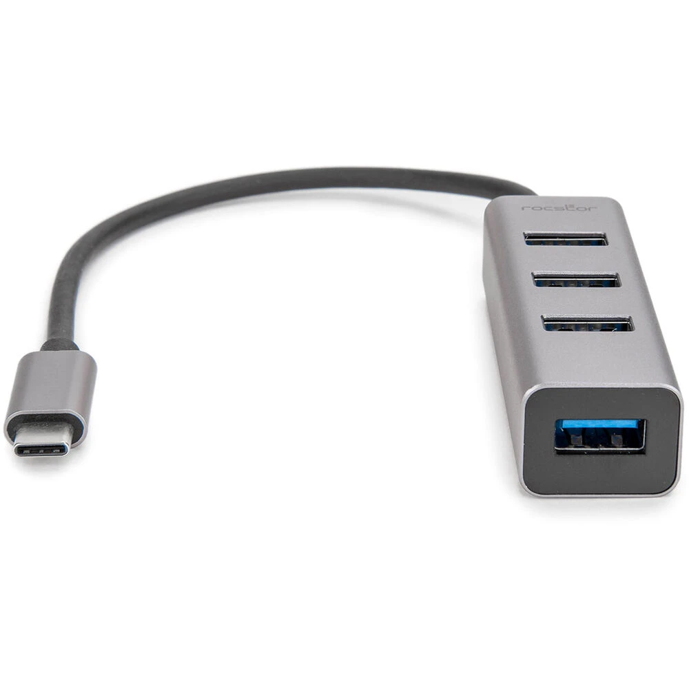 Rocstor Portable 4-Port Hub USB-C To 4x USB-A 3.0 (Aluminum Gray)(Rocstor Portable 4 Port Hub Usb C To 4x Usb A 3 0 Aluminum Gray) 2 Rocstor Portable 4-Port Hub USB-C To 4x USB-A 3.0 (Aluminum Gray)(Rocstor Portable 4 Port Hub Usb C To 4x Usb A 3 0 Aluminum Gray) - Image 2