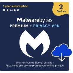 Malwarebytes Premium Antivirus With Privacy VPN (2 Devices For 1 Year)(Malwarebytes Premium Antivirus With Privacy Vpn 2 Devices For 1 Year)
