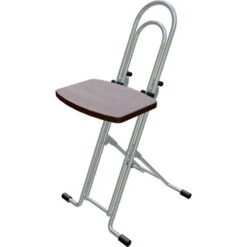 PLATEAU CHAIRS Petite Series Folding Chair With Dark Brown Wood Seat & Silver Frame(Plateau Chairs Petite Series Folding Chair With Dark Brown Wood Seat Silver Frame)