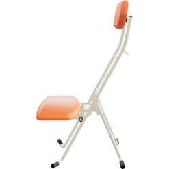 PLATEAU CHAIRS MESA Series Folding Chair With Tangerine Vinyl Leather Seat & Ivory Frame(Plateau Chairs Mesa Series Folding Chair With Tangerine Vinyl Leather Seat Ivory Frame) -Celestron Shop 1698330666 IMG 2108302