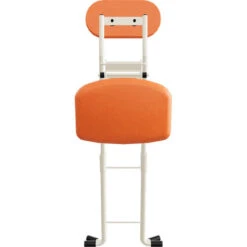 PLATEAU CHAIRS MESA Series Folding Chair With Tangerine Vinyl Leather Seat & Ivory Frame(Plateau Chairs Mesa Series Folding Chair With Tangerine Vinyl Leather Seat Ivory Frame) -Celestron Shop 1698330666 IMG 2108303