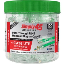Simply45 Cat 6 Unshielded RJ45 Pass-Through Modular Plug (100-Piece Jar)(Simply45 Cat 6 Unshielded Rj45 Pass Through Modular Plug 100 Piece Jar)
