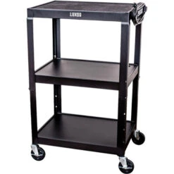 Luxor Adjustable-Height Steel Utility Cart (Black)(Luxor Adjustable Height Steel Utility Cart Black)