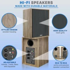 Pyle Home PBKSRB40 Active Bluetooth Bookshelf Speakers (Wood, Pair)(Pyle Home Pbksrb40 Active Bluetooth Bookshelf Speakers Wood Pair) -Celestron Shop 1703851259 IMG 2156842