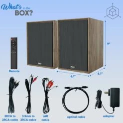 Pyle Home PBKSRB40 Active Bluetooth Bookshelf Speakers (Wood, Pair)(Pyle Home Pbksrb40 Active Bluetooth Bookshelf Speakers Wood Pair) -Celestron Shop 1703851259 IMG 2156844