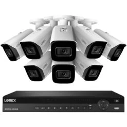 Lorex Pro Series N884A64B 16-Channel 4K UHD NVR With 4TB HDD With Eight LNB9252B Bullet Cameras (White)(Lorex Pro Series N884a64b 16 Channel 4k Uhd Nvr With 4tb Hdd With Eight Lnb9252b Bullet Cameras White)