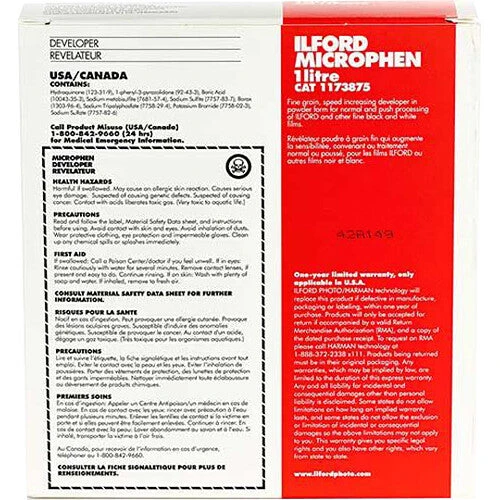 Ilford Microphen Developer Powder For Black & White Film (Makes 1L)(Ilford Microphen Developer Powder For Black White Film Makes 1l) 1 Ilford Microphen Developer Powder For Black & White Film (Makes 1L)(Ilford Microphen Developer Powder For Black White Film Makes 1l)