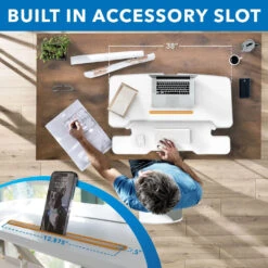Mount-It! Standing Desk Converter With 38" Desktop (White)(Mount It Standing Desk Converter With 38 Desktop White) -Celestron Shop 1710948695 IMG 2214279
