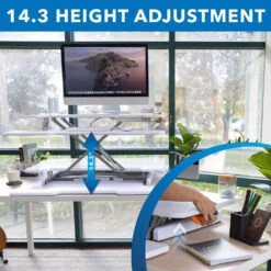 Mount-It! Standing Desk Converter With 38" Desktop (White)(Mount It Standing Desk Converter With 38 Desktop White) -Celestron Shop 1710948695 IMG 2214280