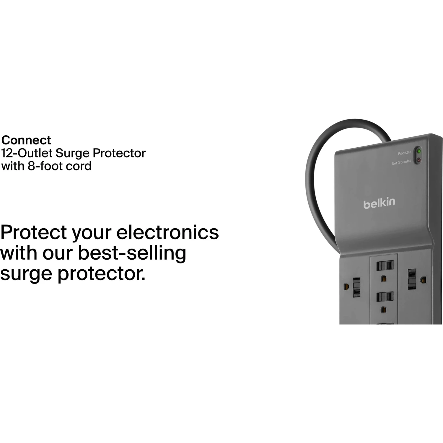 Belkin 12-Outlet Surge Protector (Black)(Belkin 12 Outlet Surge Protector Black) 4 Belkin 12-Outlet Surge Protector (Black)(Belkin 12 Outlet Surge Protector Black) - Image 4