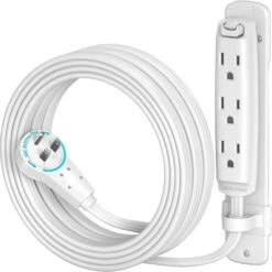 Maximm Cable 3-Outlet Power Extension Cord With 360° Rotating Flat Plug (White, 10')(Maximm Cable 3 Outlet Power Extension Cord With 360 Deg Rotating Flat Plug White 10)