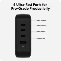 HYPER HyperJuice 100W 4-Port USB GaN Wall Charger (Black)(Hyper Hyperjuice 100w 4 Port Usb Gan Wall Charger Black) -Celestron Shop 1716202918 IMG 2248770