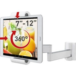 TechProtectus T54 Barkan Full Motion Wall & Cabinet Mount For Tablet (White)(Techprotectus T54 Barkan Full Motion Wall Cabinet Mount For Tablet White)