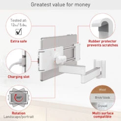 TechProtectus T54 Barkan Full Motion Wall & Cabinet Mount For Tablet (White)(Techprotectus T54 Barkan Full Motion Wall Cabinet Mount For Tablet White) -Celestron Shop 1716303484 IMG 2250326