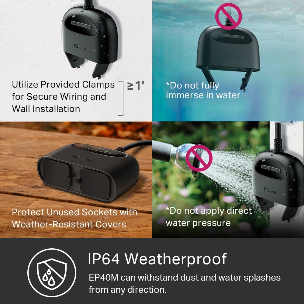 TP-Link EP40M Kasa Smart Outdoor Wi-Fi Plug (Matter)(Tp Link Ep40m Kasa Smart Outdoor Wi Fi Plug Matter) 4 TP-Link EP40M Kasa Smart Outdoor Wi-Fi Plug (Matter)(Tp Link Ep40m Kasa Smart Outdoor Wi Fi Plug Matter) - Image 4