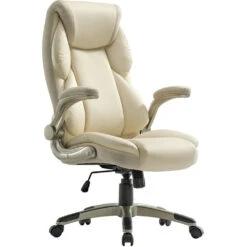 Eureka Galene Faux Leather Office Chair (Off-White)(Eureka Galene Faux Leather Office Chair Off White)