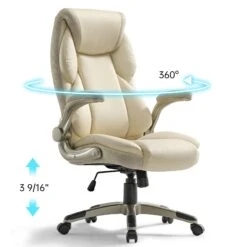 Eureka Galene Faux Leather Office Chair (Off-White)(Eureka Galene Faux Leather Office Chair Off White) -Celestron Shop 1719922701 IMG 2276810