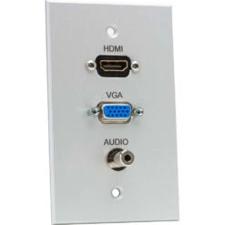 TecNec Board Room 1-Gang Wall Plate With Female HDMI, Female VGA & Female 3.5mm Stereo Jack (Clear)(Tecnec Board Room 1 Gang Wall Plate With Female Hdmi Female Vga Female 3 5mm Stereo Jack Clear)