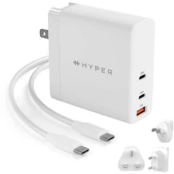 HYPER HyperJuice 140W 3-Port USB GaN Charger With Cable & Power Adapters(Hyper Hyperjuice 140w 3 Port Usb Gan Charger With Cable Power Adapters)