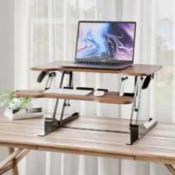 Mount-It! Standing Desk Converter (30", Dark Walnut Woodgrain)(Mount It Standing Desk Converter 30 Dark Walnut Woodgrain) -Celestron Shop 1725892416 IMG 2331978