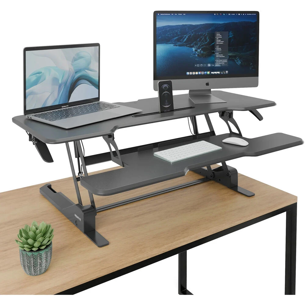 Mount-It! Large Standing Desk Converter (Black, 47")(Mount It Large Standing Desk Converter Black 47) 2 Mount-It! Large Standing Desk Converter (Black, 47")(Mount It Large Standing Desk Converter Black 47) - Image 2
