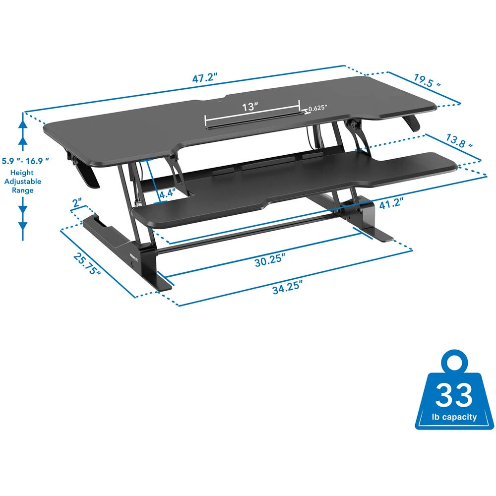Mount-It! Large Standing Desk Converter (Black, 47")(Mount It Large Standing Desk Converter Black 47) 7 Mount-It! Large Standing Desk Converter (Black, 47")(Mount It Large Standing Desk Converter Black 47) - Image 7