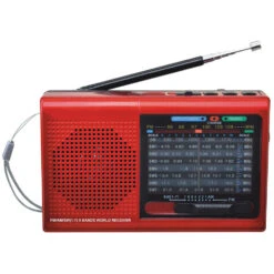 Supersonic 9-Band Radio With Bluetooth (Red)(Supersonic 9 Band Radio With Bluetooth Red)