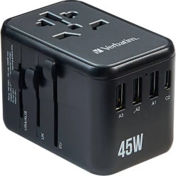 Verbatim UTA-08 45W 5-Port USB-C/USB-A Universal Travel Adapter(Verbatim Uta 08 45w 5 Port Usb C Usb A Universal Travel Adapter)