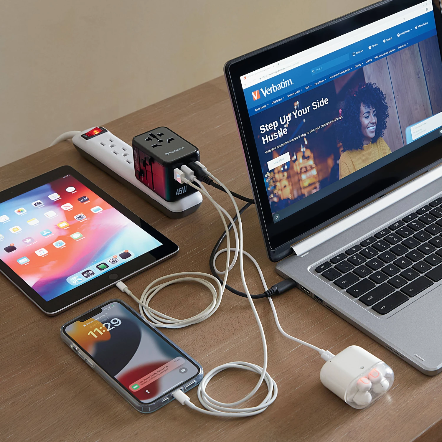 Verbatim UTA-08 45W 5-Port USB-C/USB-A Universal Travel Adapter(Verbatim Uta 08 45w 5 Port Usb C Usb A Universal Travel Adapter) 6 Verbatim UTA-08 45W 5-Port USB-C/USB-A Universal Travel Adapter(Verbatim Uta 08 45w 5 Port Usb C Usb A Universal Travel Adapter) - Image 6