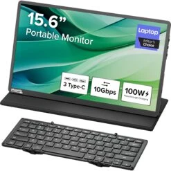 Plugable 15.6" USB-C Portable Monitor With Full-Size Folding Bluetooth Keyboard And Case(Plugable 15 6 Usb C Portable Monitor With Full Size Folding Bluetooth Keyboard And Case)